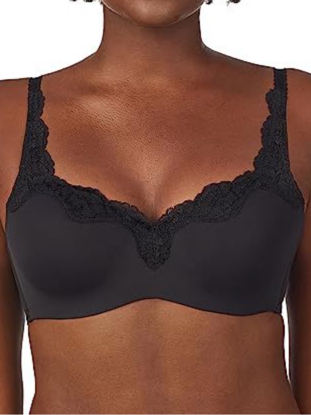 Le Mystere 38H Tisha Black Lace Trim Seamless Full Coverage Bra